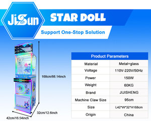 金属製プラスチック製ミニクレーンゲームベース、取り外し可能なコイン式アーケード、内蔵マイク、ライトアップスピーカー、点滅ライト、英語対応 - Product Image 2