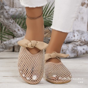 2026 nuovo KJ signore <span class=keywords><strong>pantofole</strong></span> 2024 estate spiaggia scivoli <span class=keywords><strong>mare</strong></span> piatte nero bianco maglia con strass Bowknot Casual <span class=keywords><strong>pantofole</strong></span> per le donne - Product Image 4