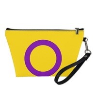 Pochette cosmétique personnalisée à impression UV sur le thème arc-en-ciel intersexuel et gay, idéale pour les voyages d'affaires, le rangement sur coiffeuse et les commandes en gros