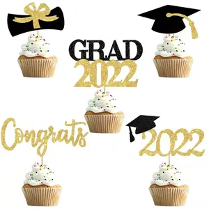 Graduazione Cupcake Toppers Congrats grade 2022 cappello da laurea per laurea forniture per feste decorazioni per torte Cake Topper