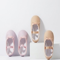 Chaussures de danse classique à lacets en PU avec semelle intégrale BX23, semelle souple, pour entraînement de gymnastique, danse pour adultes et enfants