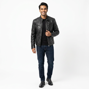 <b>Men's</b> PU <b>Leather</b> Denim <b>jacket</b> for <b>men</b> - Product Image 1