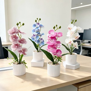 Nouvelle Plante Artificielle Phalaenopsis à 6 Fleurs en Pot, Ornement pour la Décoration de la Maison, du Salon et du Bureau, Verdure en Plastique - Product Image 2
