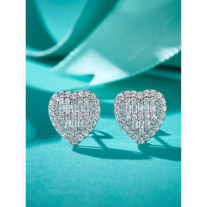Orecchini a Perno a Forma di Cuore in Argento Sterling 925 con Moissanite di Alta Qualità, Regalo di Nozze, Spedizione Senza Dazi - Product Image 3