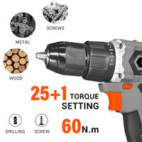 MXTOVEL Kit de perceuse à moteur sans balais sans fil industrielle Perceuse à main électrique portable avec batterie