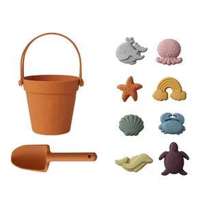 Wholesale Outdoor 10Pcs Silicone Beach Toys Baby Beach Toys Eco Friendly Seaside Beach Bucket Set