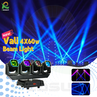 Redsun Vali 4*60W Projecteur à Tête Mobile Beam avec Anneau pour Club, Fête, DJ, Concert, Scène, Événement, Effet Vague LED, Barre Lumineuse Mobile