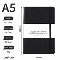 Carnet de notes A5 en cuir PU personnalisé pour entreprises, couverture rigide, couleur unie, avec sangle, pour voyages d'affaires, couverture en tissu
