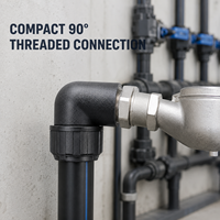 Raccord coudé mâle flexible et durable en PEHD, moulé par fusion, 90 degrés, pour tuyaux d'eau