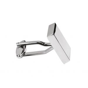 Boutons de manchette carrés 15x15x3,5 mm, finition argent poli, pour tenue formelle homme - Product Image 2