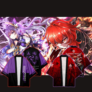 Genshined <span class=keywords><strong>Impact</strong></span> Klee Zhong Li Ke Qing <span class=keywords><strong>Paimon</strong></span> Xiao Cosplay Impression 3D Haori Cartoon Vêtements Anime Kimono Cape - Product Image 1