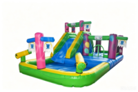 Kommerzielle aufblasbare Wasserrutsche mit Hindernisparcours, Kletterwand und Hüpfburg für Kinder – Outdoor-Spielgeräte