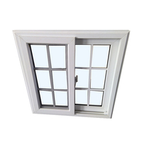 Fenêtre coulissante à simple vitrage en profilé PVC UPVC avec design de grille décorative pour fenêtres de maison