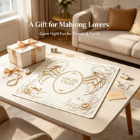 Tapis de mahjong américain à thème ailes d'ange, blanc et or, de luxe, antidérapant, insonorisant, pliable, pour soirées jeux féminines