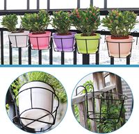Lot de 4 supports de pots de fleurs en métal noir classiques, suspendus à la balustrade, 16*14cm, pour jardin, maison, balcon, clôture, finition thermolaquée