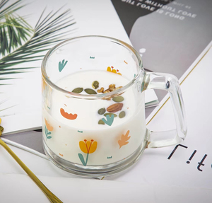 Tasse en verre imprimée à fond large de 335ml 12oz tasses durables de petit déjeuner au lait yaourt à l'avoine avec impression Tulipe <span class=keywords><strong>Daizy</strong></span> Strawberry Designs - Product Image 4