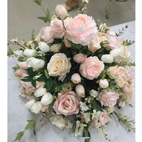 Nouvelles décorations florales de mariage en roses pour allée, fleurs artificielles pour fiançailles, centres de table en soie pour showroom automobile