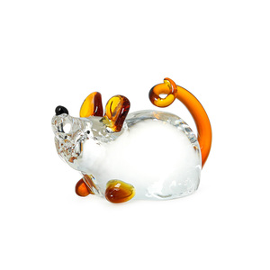 Figurine d'animal en cristal couleur ambre poli, écologique, motif souris assise, décoration d'intérieur, objet de collection - Product Image 1