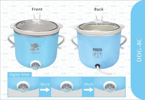 Scaldavivande per Bambini 0,8L 100W, Pentola a Cottura Lenta con Timer Digitale e Coperchio in Vetro Temperato, per Uso Domestico, per Zuppe e Porridge - Product Image 3