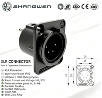 Nouveau connecteur XLR 4 broches mâle IP40 pour câble audio-vidéo intérieur avec adaptateur à souder, connecteur de câble XLR 4 broches mâle pour châssis