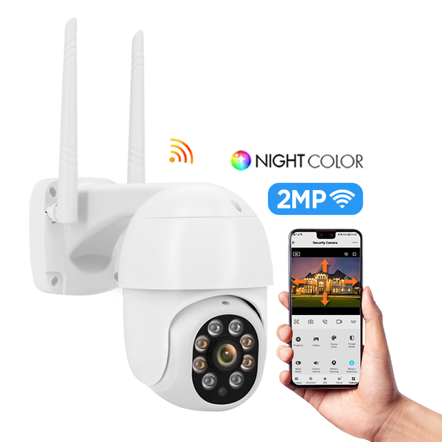 Manufacturer Wholesale 1080P Home Wireless Speed Dome PTZ Camera 350 Pan/90 Tilt SD/Cloud Storage Outdoor WiFi CMOS Built-in Mic