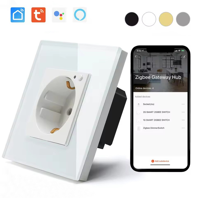 EU Smart Wifi Wall Socket Double Intelligent Wall Sockets Electric Outlets Tuya Smart Life Alexa Control 16A
