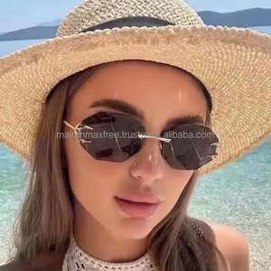 Gafas de Sol de Lujo para Mujer, Montura Metálica con Corte de Diamante, Sin Aro, Protección UV400 de Alta Calidad 2022 - Product Image 2