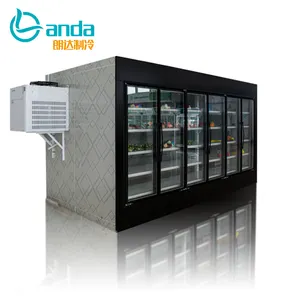 Factory customized supermarket glass door walk-in refrigerated cabinet display refrigerated room