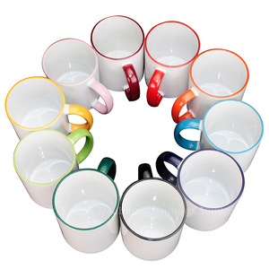 <span class=keywords><strong>Taza</strong></span> de Cerámica de 11 oz <span class=keywords><strong>con</strong></span> Borde de Color y Recubrimiento para Transferencia de Calor, Asa <span class=keywords><strong>con</strong></span> Esmalte de Color, Diseño Creativo, Patrón Fotográfico, DIY - Product Image 1