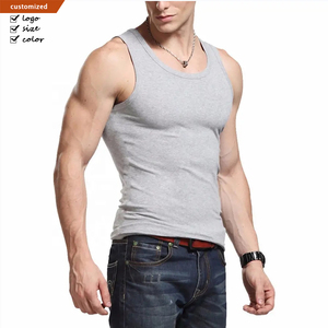 Custom Logo Casual Sports Running Gym Men Singlets <strong>Black</strong> Soft Ribbed Cotton BeaterTank Top - Product Image 1