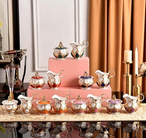 Ornate 7-Color Baroque <b>Bone</b> <b>China</b> Creamer And Sugar Bowl <b>Set</b> For Tea & Coffee Service - Product Image 6