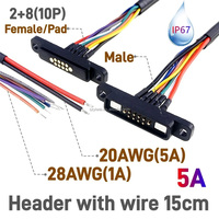 Konektor Pogo Pin Magnetik DC 5A Tahan Air IP 67 Arus Tinggi Pogopin Male Female Dengan Kabel Pita Berpegas