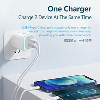 Lampe de nuit électrique, chargeur mural USB C 25W PD QC4.0 double USB C ignifuge pour téléphone portable, charge rapide pour 14/13/12/11