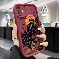 Prix de gros, images personnalisées, logo, nouveau coque de téléphone souple en TPU avec motif de palmiers au coucher du soleil pour iPhone 16 15 14 13 12 11 Pro Max Plus