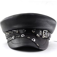 Chapeau de capitaine gothique noir personnalisé avec chaîne de crâne, casquette de fête style punk, accessoire de déguisement pour adultes