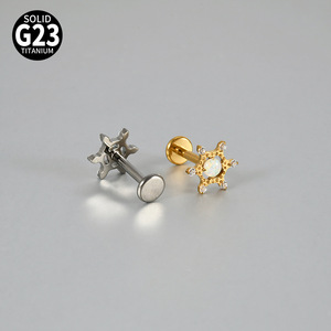<span class=keywords><strong>Piercing</strong></span> F136 G23 en Titane Exquis avec Opale Flocon de Neige et Zircon Cubique Incrusté, à Filetage Interne, à Dos Plat, pour Oreille, Lèvre, Nez, Bijou de <span class=keywords><strong>Piercing</strong></span>, Cadeau de Fête - Product Image 5