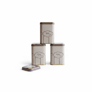 Square Metal <b>Canister</b> <b>Set</b> – 87x87x125 mm (<b>Set</b> of 3) Retro Retro Design - Product Image 2