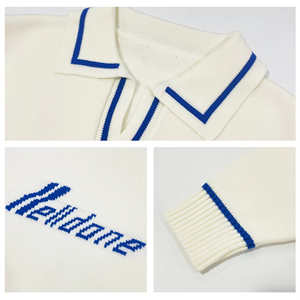 Design Jacquard Logo del marchio <span class=keywords><strong>maglione</strong></span> da <span class=keywords><strong>uomo</strong></span> stile Casual collo a <span class=keywords><strong>Polo</strong></span> Design tinta unita <span class=keywords><strong>maglione</strong></span> in cotone da <span class=keywords><strong>uomo</strong></span> - Product Image 5