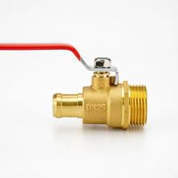 Robinet à bille professionnel en laiton forgé avec filetage externe et connecteur de tuyau nervuré, poignée rouge pour installation de pipeline industriel