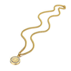 ダイヤモンドネックレスカスタムステンレスジュエリー聖ベネディクトラウンドペンダントゴールドシルバークリスタル - Product Image 5