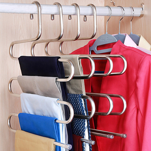 Organizador de armario de acero inoxidable, colgador de bufanda en forma de S, 6 en 1, ahorro de espacio, estante multifuncional para pantalones - Product Image 2