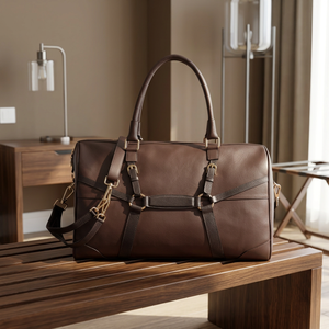 Bolsa de Viaje de Fin de Semana de Cuero Genuino, Expandible, Construcción Duradera, Fabricación OEM con Marca Privada, para Exteriores - Product Image 3