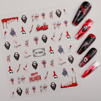 Autocollants pour ongles Halloween Fournitures pour ongles Ghost Pumpkin Nail Sliders Couteau Marques Rouge Cool Stickers Décoration des ongles
