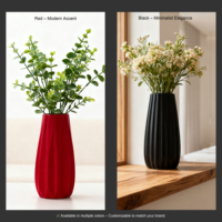 Vase à fleurs en plastique côtelé à bord festonné, design moderne, écologique et léger, pour la décoration intérieure et les fleurs fraîches/séchées