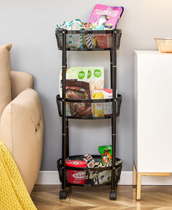 तह राउंड स्नैक फल भंडारण कार्ट 3 परत कार्बन स्टील रोलिंग उपयोगिता भंडारण ट्रॉली रसोई सहायक उपकरण आयोजक गाड़ी - Product Image 5