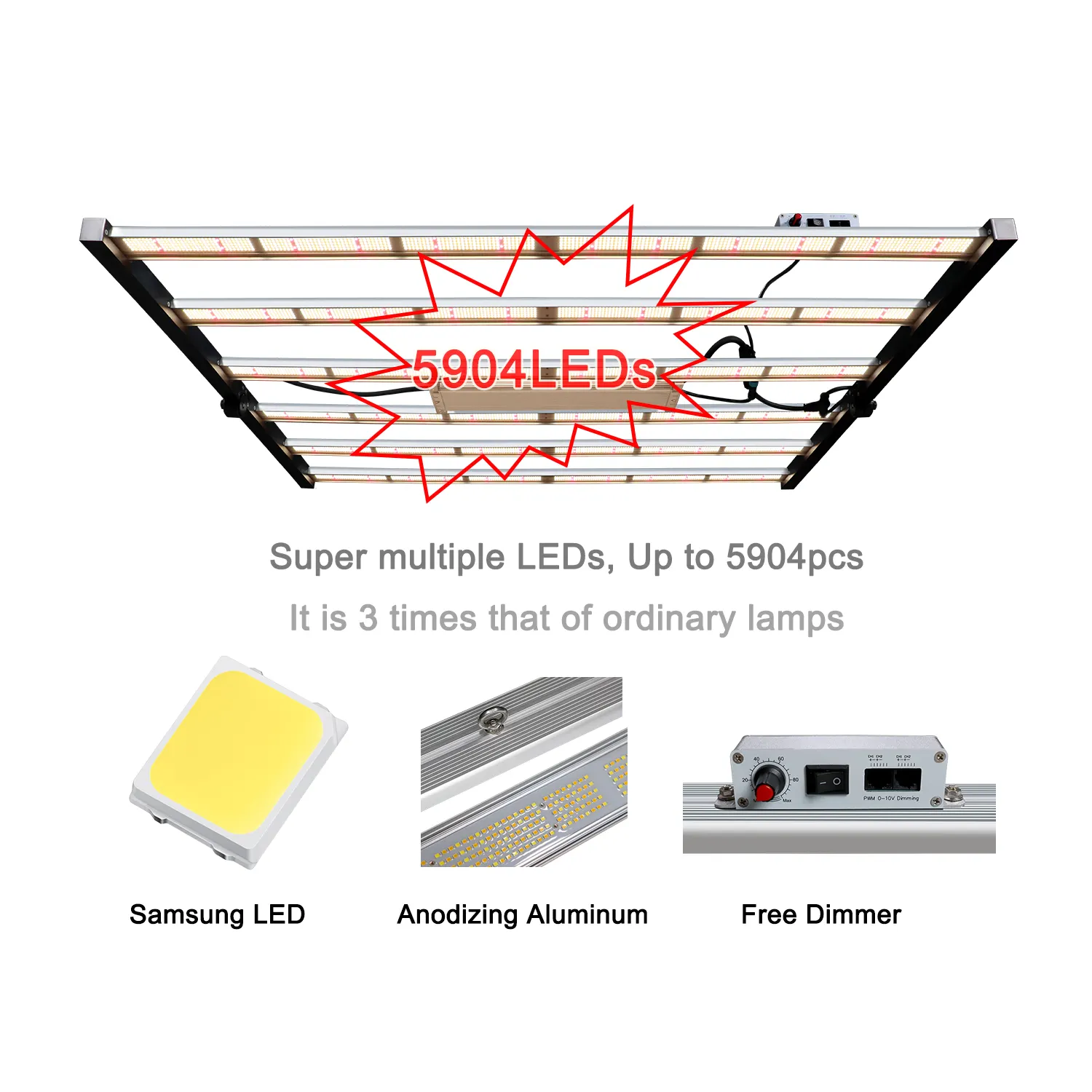 Samsung lm 301b 301h horticultura de estufa, 650w uv ir veg bloom luz de crescimento spydr haste de planta