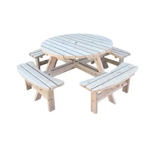Высокое качество низкая цена стол для пикника Открытый Китай пихты деревянный сад круглый стол и стул