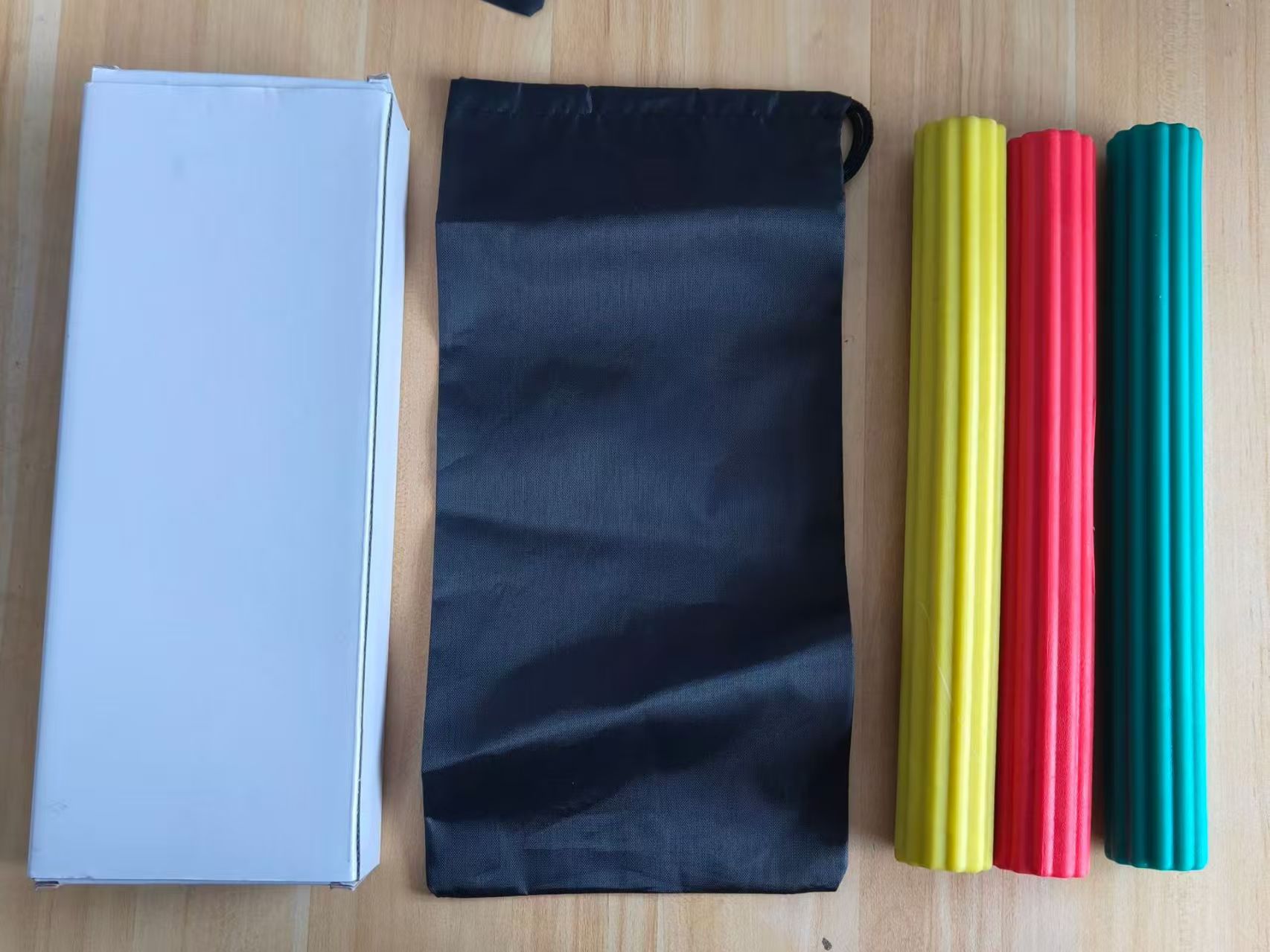 Ensemble de 3 barres de torsion en jaune, rouge et vert (1020 g)