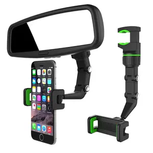 Support universel de téléphone portable pliable pour rétroviseur de voiture, montage pivotant à 360 degrés, Flexible et réglable