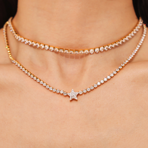 Bisuteria Acero Inoxidable Luxury <strong>Table</strong> Tennis Zircon Necklace <strong>Stainless</strong> <strong>Steel</strong> Diamond Choker Necklace for Woman Engagement - Product Image 1
